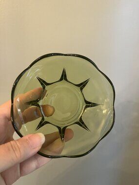 Vintage Anchor Hocking 4 1/2" Avocado Green Glass Bowl